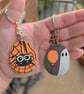 Hand Painted Halloween Keyring Set – Cute Spider & Ghost Balloon Matching Keyrin