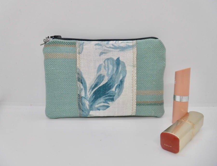 Make up purse made with Laura Ashley fabric in duck egg blue