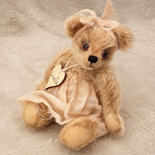 Mini Mohair bear dressed miniature teddy bear vintage style artist bear