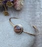 Sterling Silver Hammered Cuff Bangle with Agate - JBJ10002 - Image 2