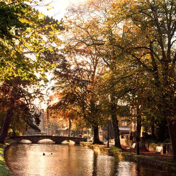 Bourton On The Water Autumn Trees Cotswolds Photograph Print