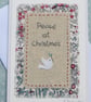 Peace at Christmas, hand-stitched text, dove, pretty Liberty background fabric - Image 2