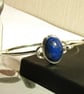 Lapis Lazuli Bangle Solid Sterling Silver 925 , Oval bangle - Image 3