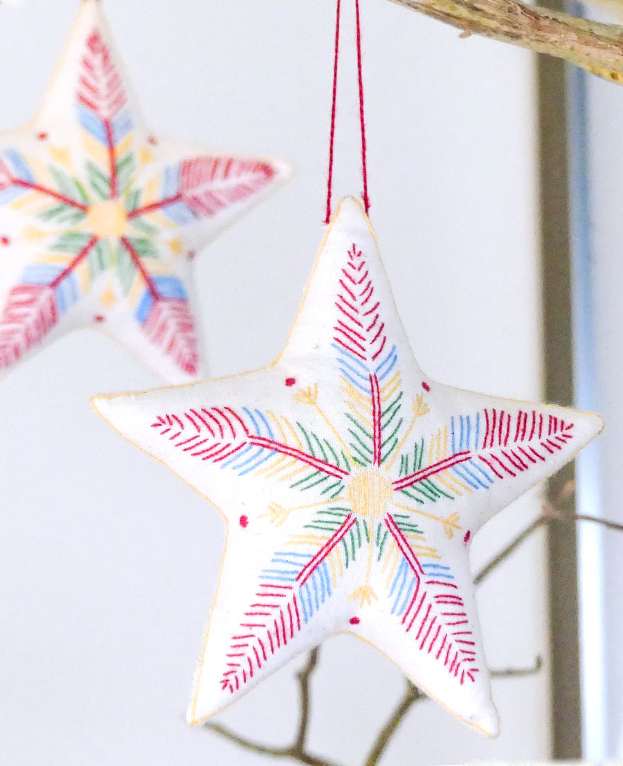 Embroidered Star created by Aprohade embroiderers in Rwanda