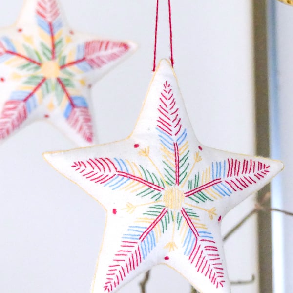 Embroidered Star created by Aprohade embroiderers in Rwanda