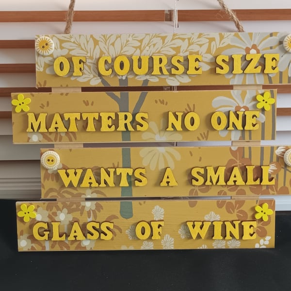 Hand decorated hanging wooden sign 