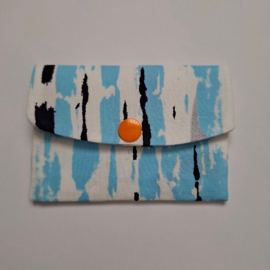 Blue and white card holder