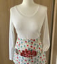 Flower Gardening Apron, Red & Blue Flowers, Handmade in the UK