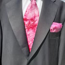 Pure Silk Tie and Hanky set in vibrant Pink