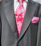 Pure Silk Tie and Hanky set in vibrant Pink