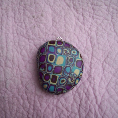 Chunky Pebble Art Bead - Plum Kaleidoscope