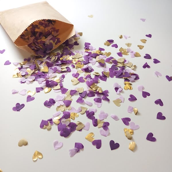 Biodegradable Wedding Confetti - Purple, Lilac, Gold - Various Shapes