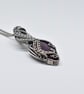 Oxidised Silver and Ruby Wire Woven Pendant - Ruby Wrapped and Woven Necklace - Image 10