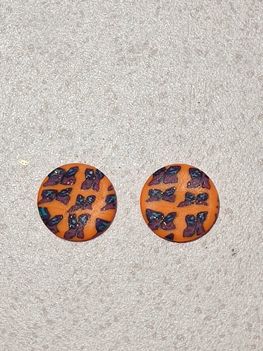 Butterfly pattern stuff polymer clay earrings