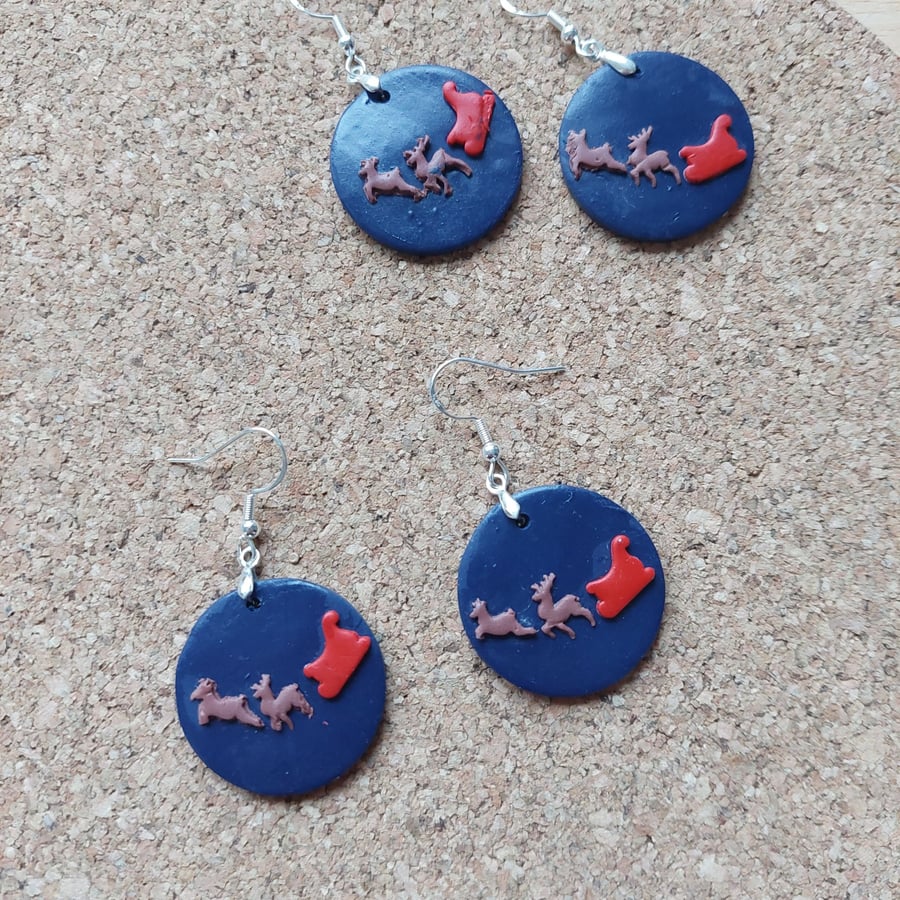 Santa sleigh earrings