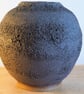 Dark charcoal lava texture vase, moon jar, handmade pottery - Image 4