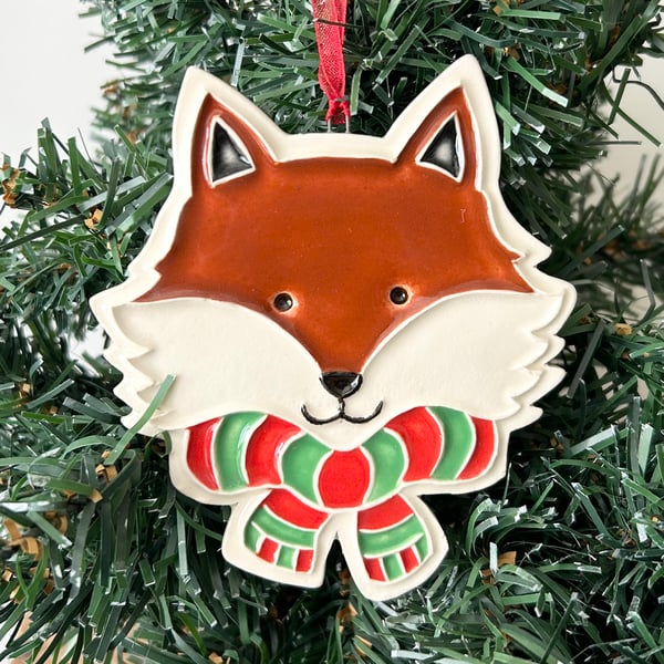 Christmas Fox ceramic decoration in a presentation box