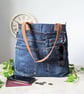 Denim Tote Bag - Jeans Handbag or Cross Body Bag with Leather Straps (p&p incl)