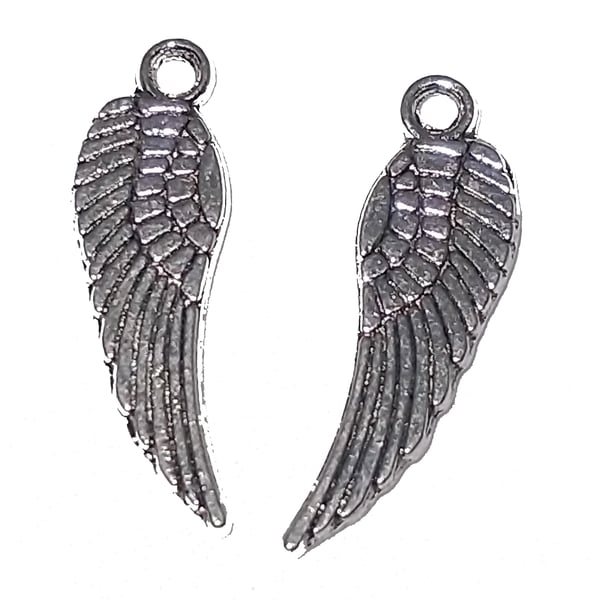 Charms ANGEL WINGS Jewelry Making Silver Tone x 6