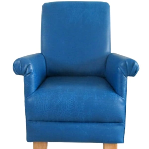 Kids Armchair Blue Faux Leather Fabric Children's Chair Toddler Bedroom Boys 