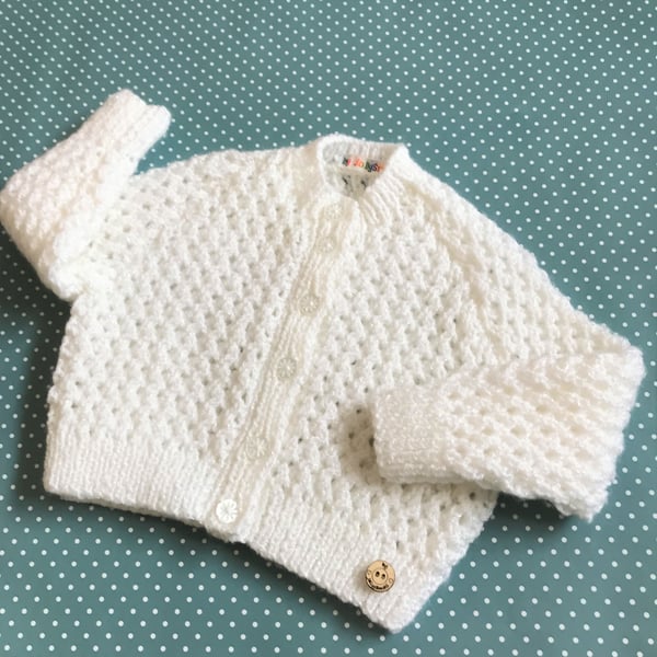 Baby Girl's Lacy White Cardigan - Age 6 - 12mths approx