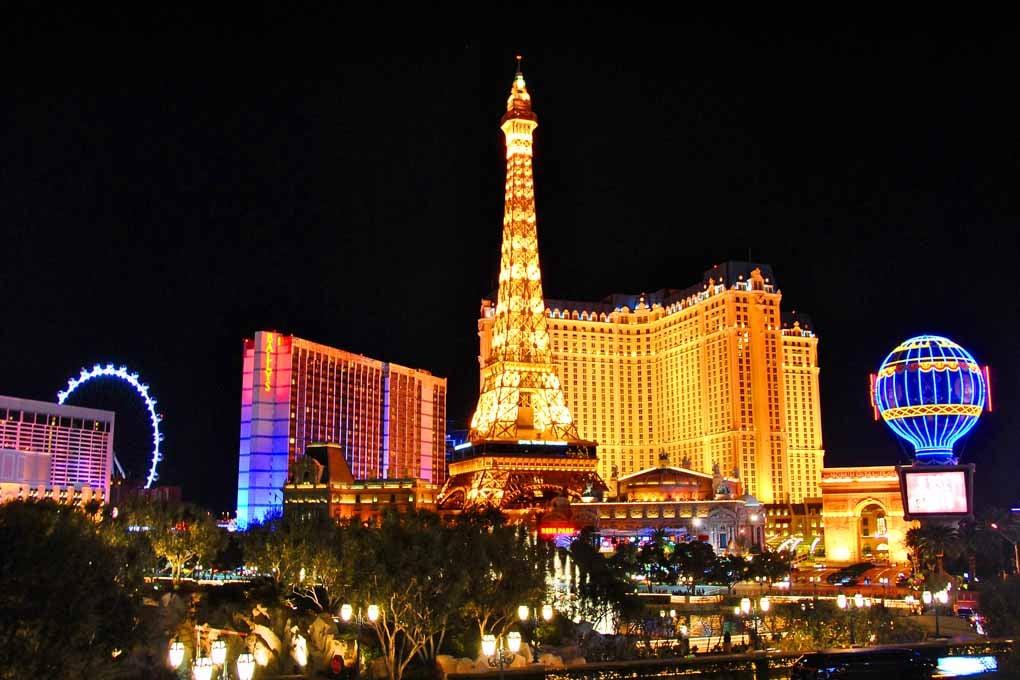 Eiffel Tower Paris And Bally's Hotel Las Vegas Photograph Print