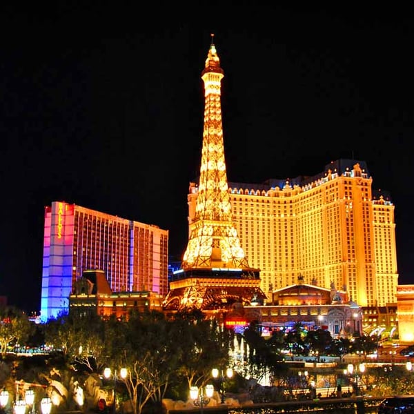 Eiffel Tower Paris And Bally's Hotel Las Vegas Photograph Print