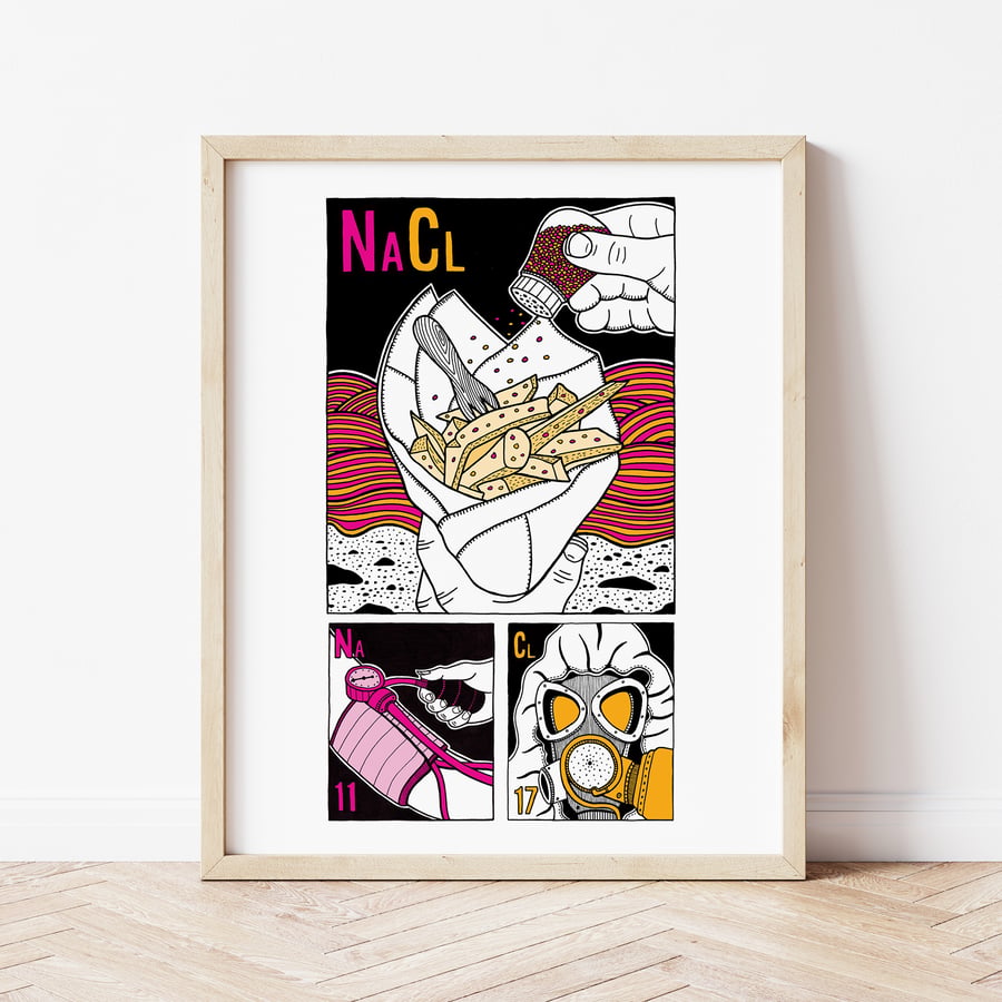 Salt 8th Anniversary gift for scientists (UK traditional) Periodic table of the 