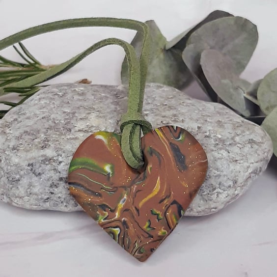 Brown multi coloured heart  pendant