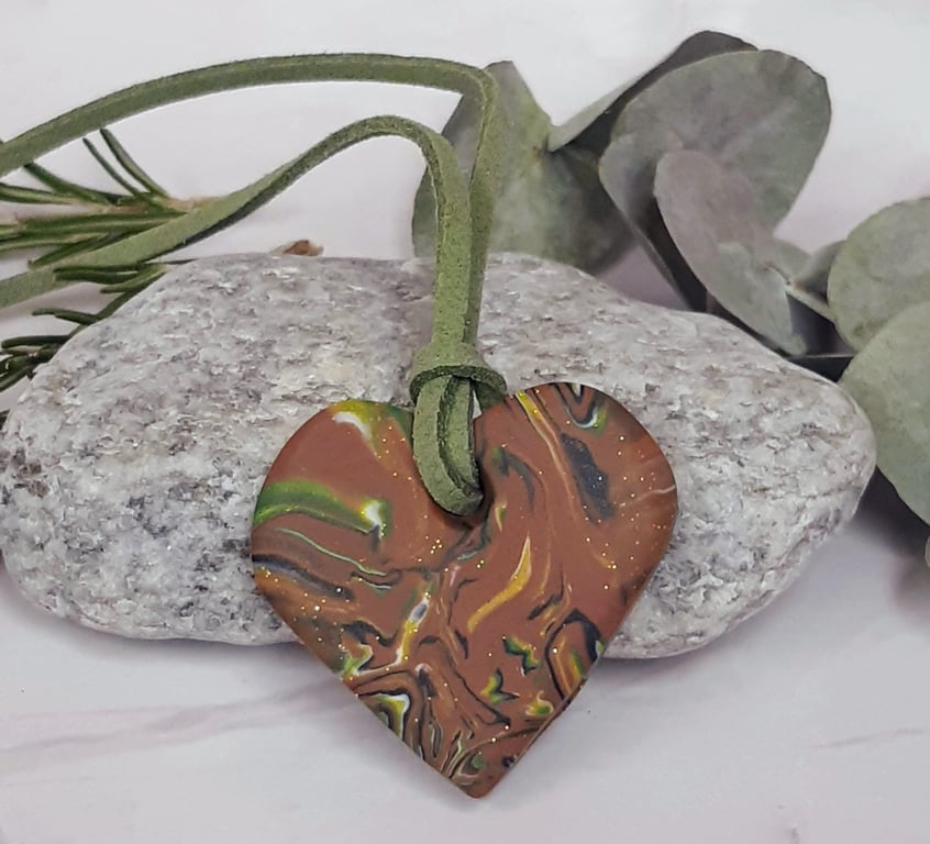 Brown multi coloured heart  pendant