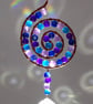 Suncatcher copper wire wrapped spiral shape with purple & blue beads - Image 2