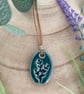 Handmade Ceramic Green Sprig Pendant Necklace 