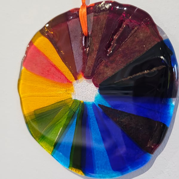 Fused Glass rainbow colour wheel