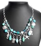 Silver Plated Beaded Sea Charm Double Layer Necklace - Image 2