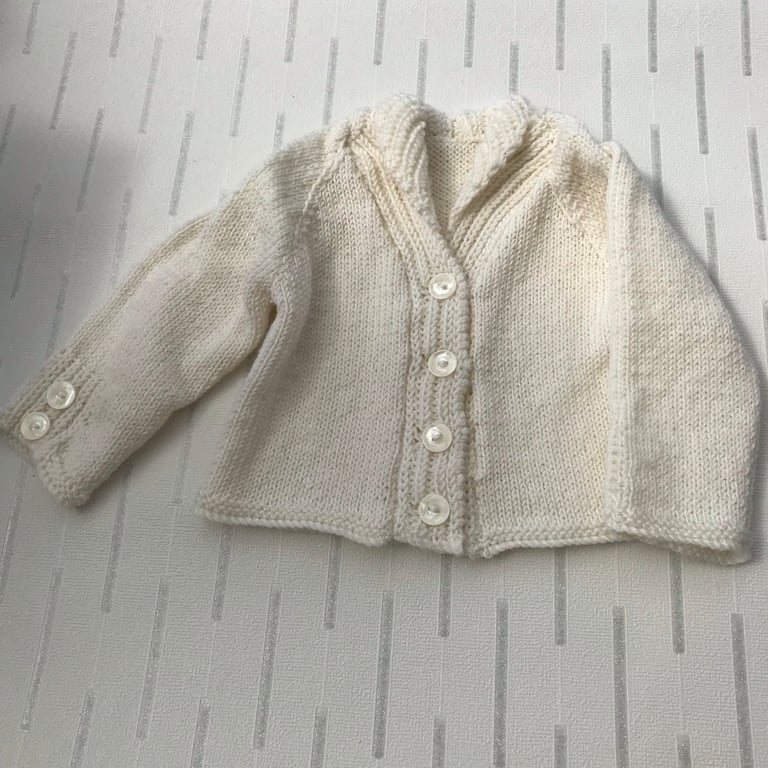 Shawl collared cream cardigan
