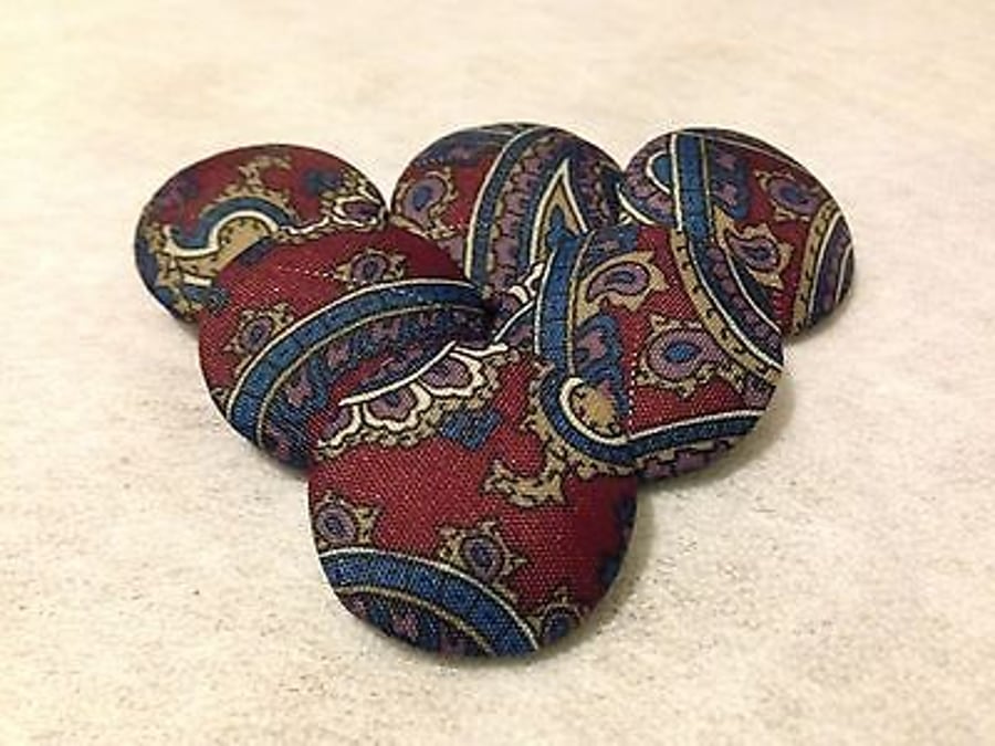 25mm, Large, Paisley, Fabric Covered, Loop Back Buttons