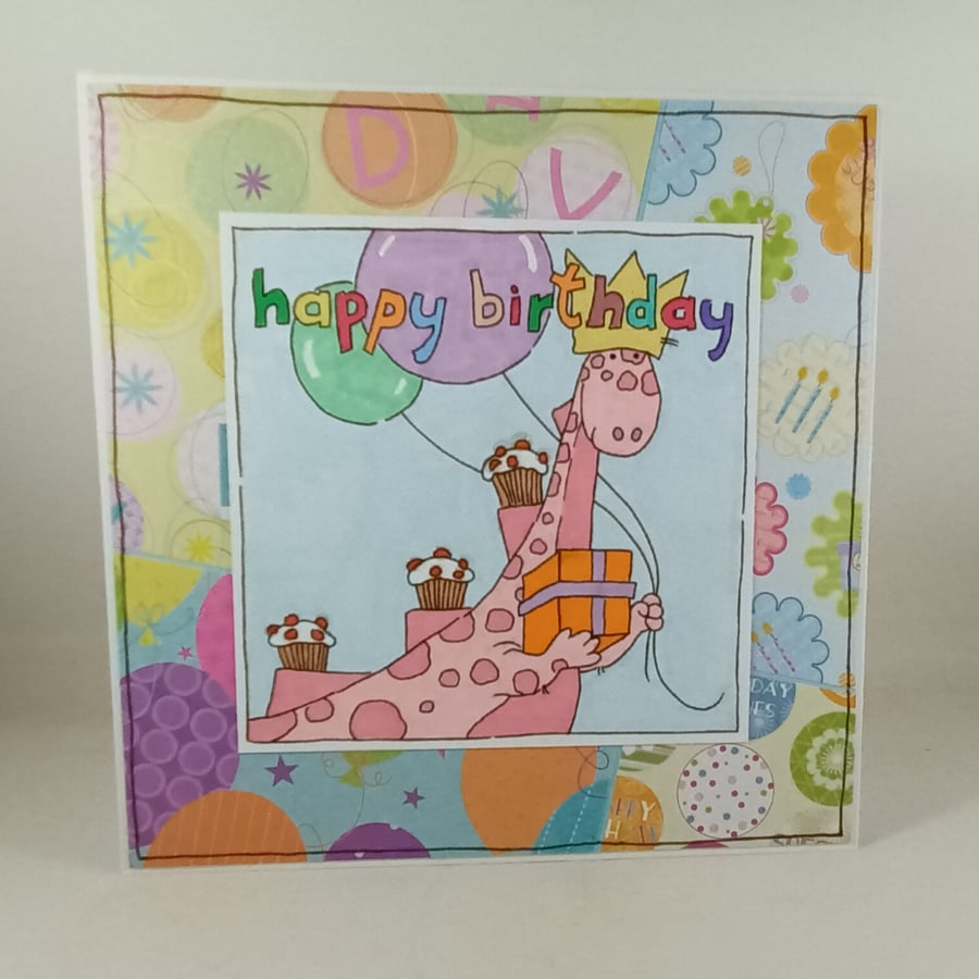 Handmade dinosaur children's birthday card
