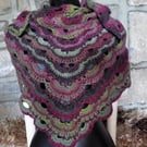 Lacy Ladies Crochet Shawl or Scarf in Varigated Yarn