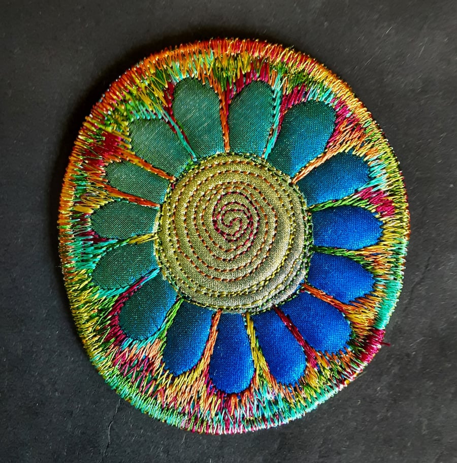 Textile Brooch Free Machine Embroidery 