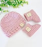 Newborn Hello World Hat and Booties Set – Wild Orchid New Baby Gift 
