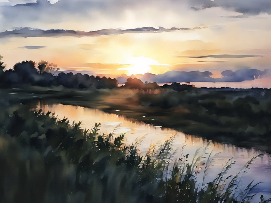 Digital Download of Print Sunset on the Norfolk Fens 