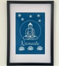 Yoga space wall art, Lotus flower and Buddha Cyanotype art