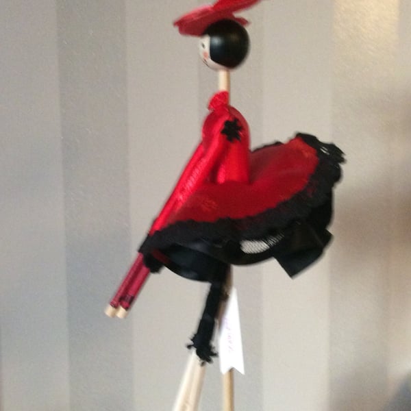 Scarlett - handmade woodentop Ballerina doll
