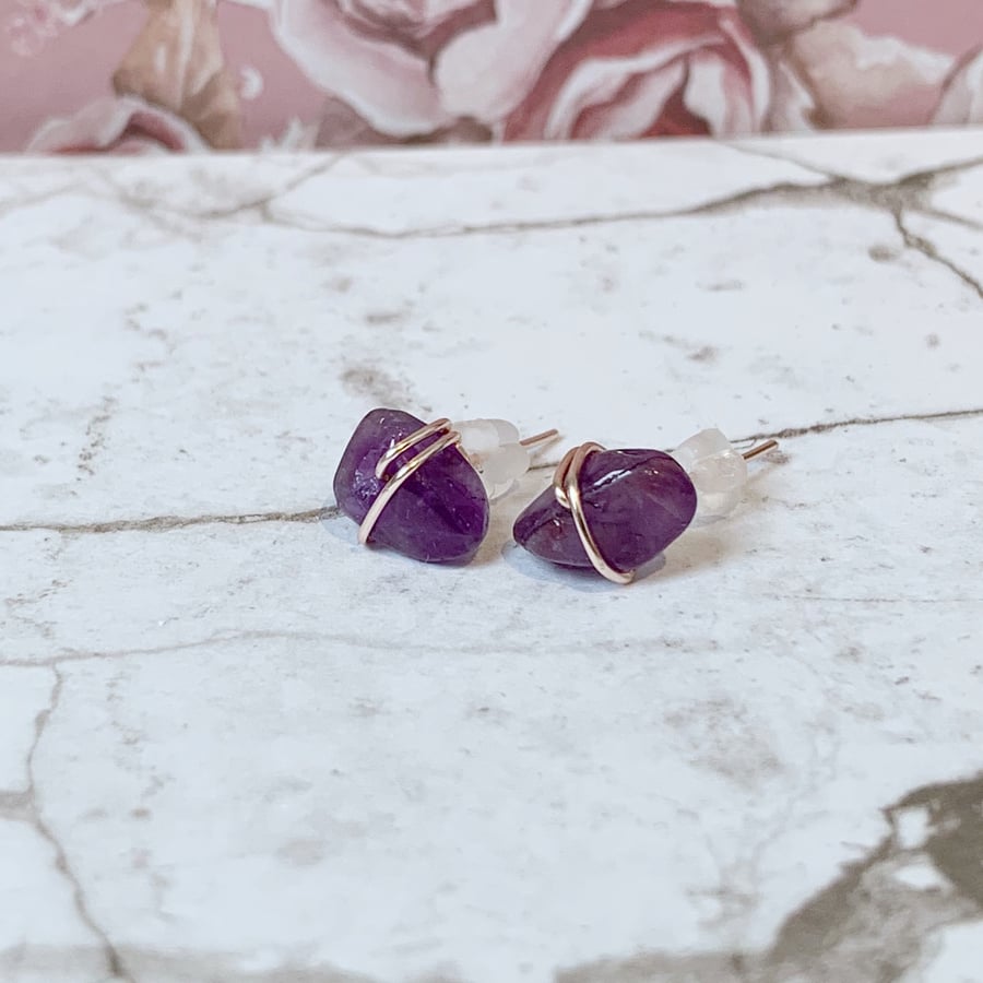 Amethyst stud earrings