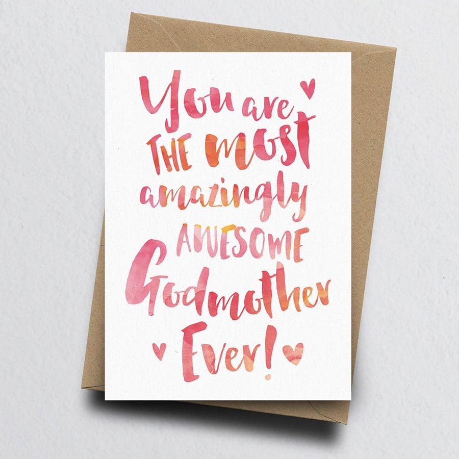 The Most Amazingly Awesome Godmother Greeting Card - Christening, Birthday