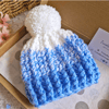 Handmade Ombre Crochet Baby Hat with Pom Pom - Blue & White Newborn Hat