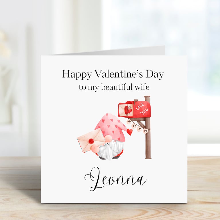 Gnome Gonk Valentine s Day card personalised