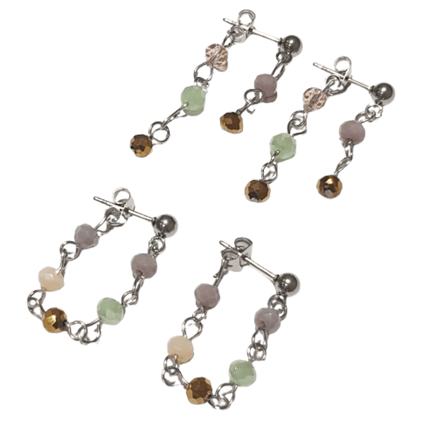 Make Your Own Earrings Two Piece Set - Green Mix