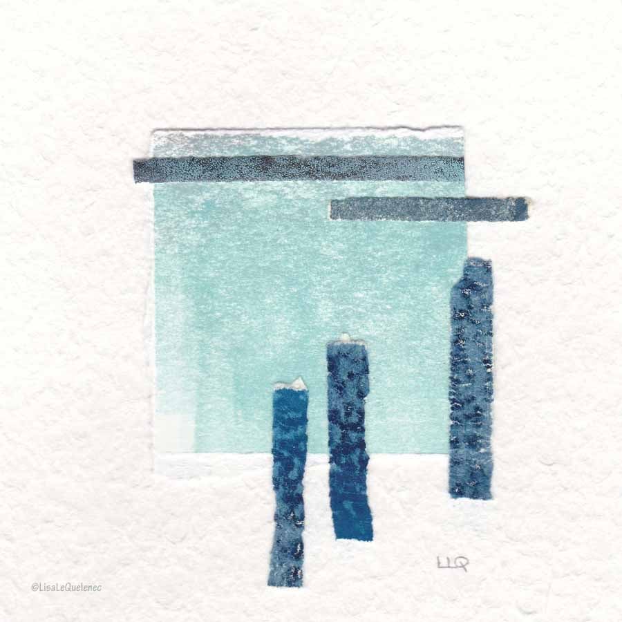 Coastal inspired original abstract minimalist paper collage no.4