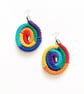 Rainbow Cotton Statement Hoops made with wired rope, Gifts for Colour Lovers - Image 1